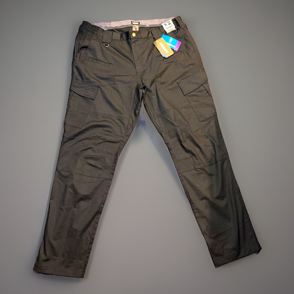 CQR Black Ripstop Stretch Cargo Pants Straight Leg Regular Fit 40